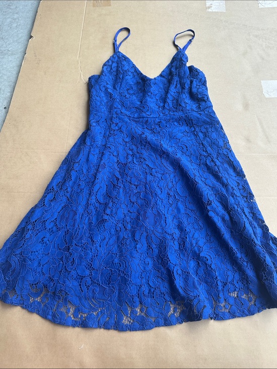 Lulus Dresses & Skirts - Lulu's Royal Blue Lace Spaghetti-Strap Mini Dress